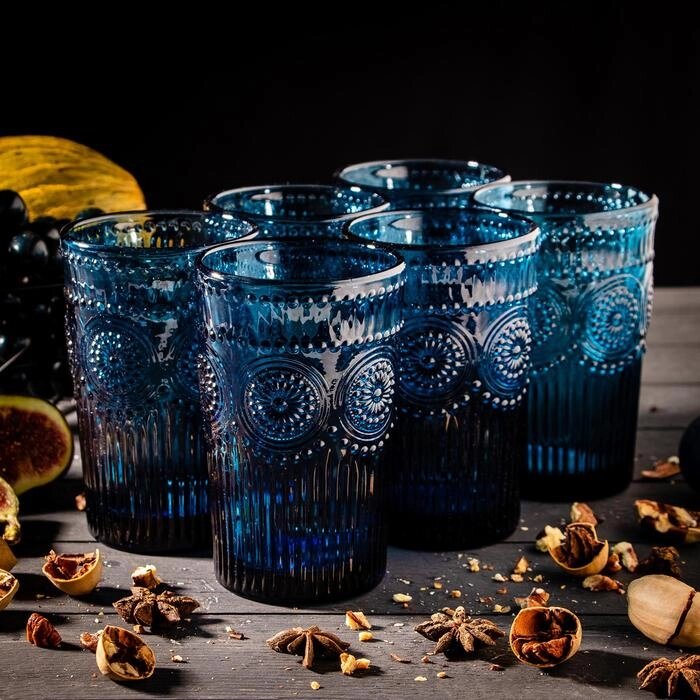 Набор стаканов стеклянных Magistro «Ларго», 350 мл, 6 шт, цвет синий от компании Интернет - магазин Flap - фото 1