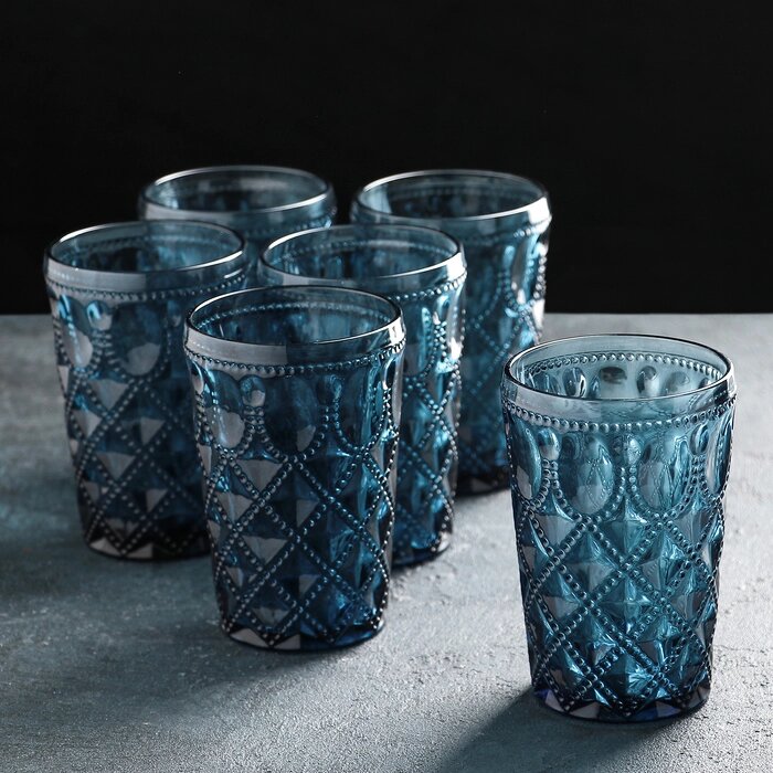 Набор стаканов стеклянных Magistro «Варьете», 465 мл, 8,514 см, 6 шт, цвет синий от компании Интернет - магазин Flap - фото 1