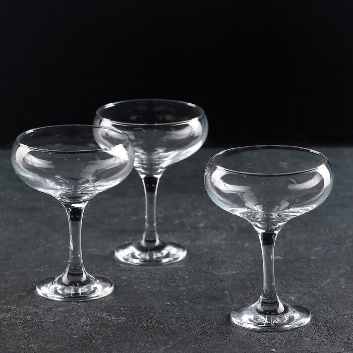 Набор стеклянных бокалов для шампанского Bistro, 260 мл, 3 шт от компании Интернет - магазин Flap - фото 1