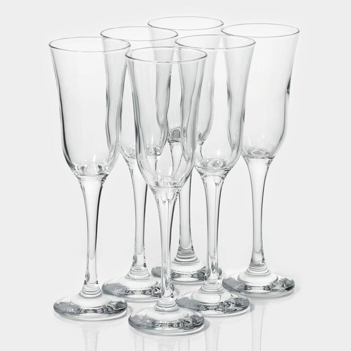 Набор стеклянных бокалов для шампанского Lav «Вальс», 190 мл, 6,722,5 см, 6 шт от компании Интернет - магазин Flap - фото 1