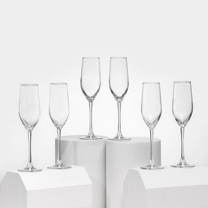 Набор стеклянных бокалов для шампанского «Селест», 160 мл, 6 шт от компании Интернет - магазин Flap - фото 1