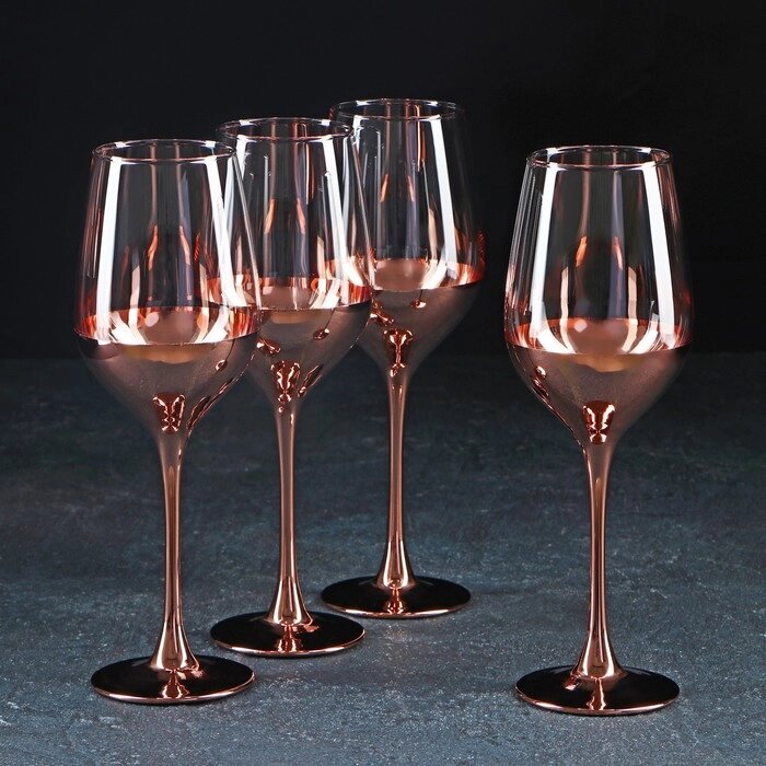 Набор стеклянных бокалов для вина «Электрическая медь», 350 мл, 4 шт от компании Интернет - магазин Flap - фото 1