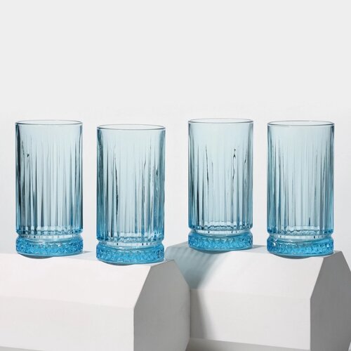 Набор стеклянных стаканов Elysia , 445 мл, 4 шт, цвет синий