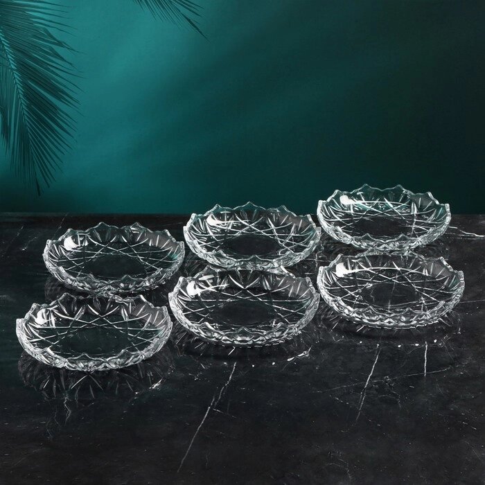 Набор стеклянных тарелок «Оркиде», 6 шт, Иран от компании Интернет - магазин Flap - фото 1