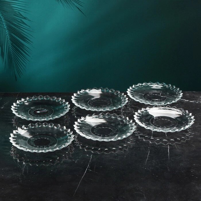 Набор стеклянных тарелок «Ягут», 6 шт, d=18.5 см, Иран от компании Интернет - магазин Flap - фото 1