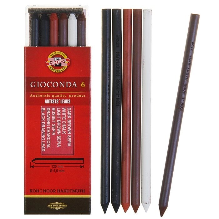 Набор стержней для рисования Koh-I-Noor 4869 (III) Gioconda, 5,6 мм, 6 штук, микс от компании Интернет - магазин Flap - фото 1