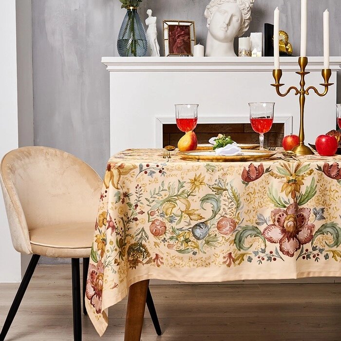 Набор столовый «Этель» Floral pattern, скатерть 147x112 +/-2 см с ГМВО, салфетки 40х40 см - 4 шт от компании Интернет - магазин Flap - фото 1
