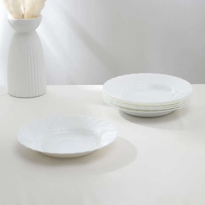 Набор суповых тарелок Luminarc TRIANON, 650 мл, d=22 см, стеклокерамика, 6 шт, цвет белый от компании Интернет - магазин Flap - фото 1