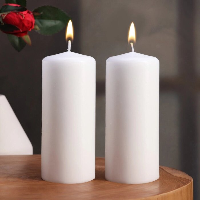 Набор свечей - цилиндров, 5х11,5 см, набор 2 шт, белая от компании Интернет - магазин Flap - фото 1