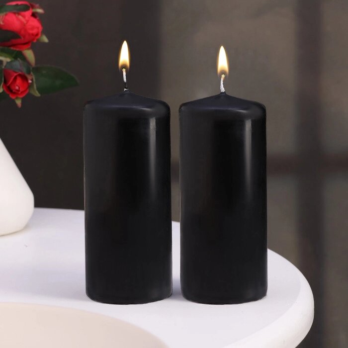 Набор свечей - цилиндров, 5х11,5 см, набор 2 шт, черная от компании Интернет - магазин Flap - фото 1