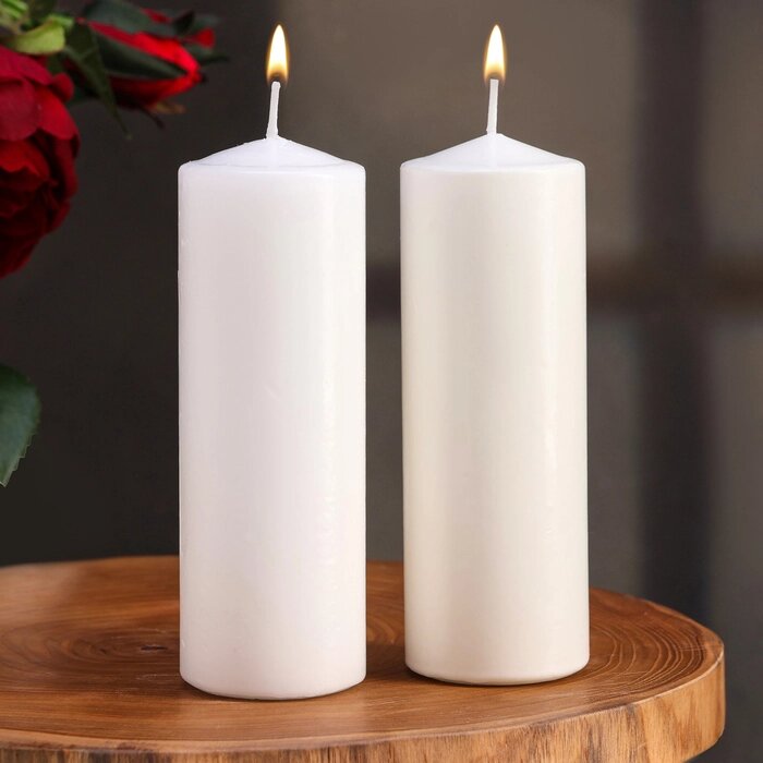 Набор свечей цилиндров, 5х15 см, 2 шт, белая от компании Интернет - магазин Flap - фото 1