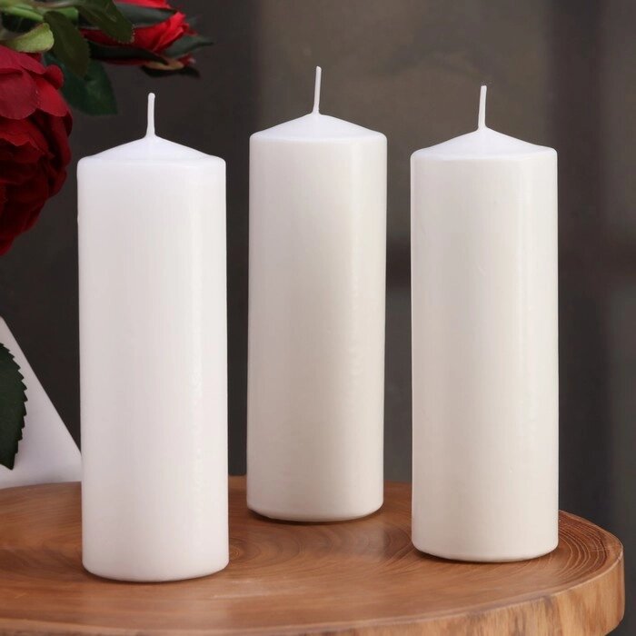 Набор свечей цилиндров, 5х15 см, 3 шт, белая от компании Интернет - магазин Flap - фото 1