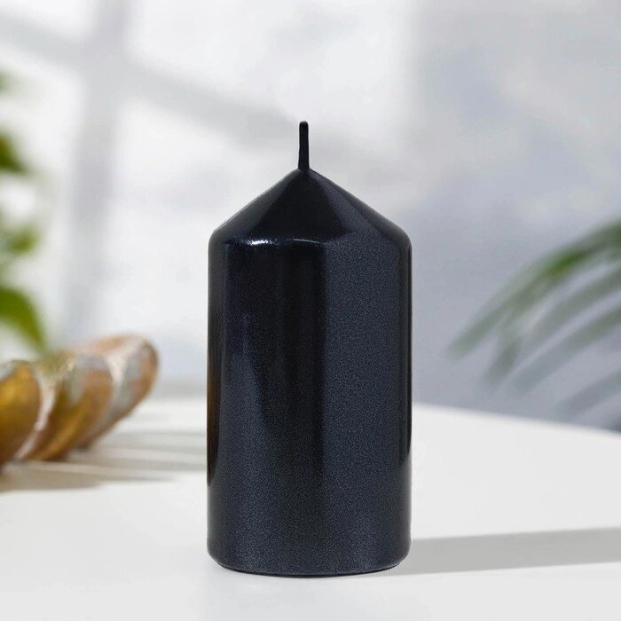 Набор свечей "Столбик", 4 штуки, чёрный металлик 7х3,8см от компании Интернет - магазин Flap - фото 1