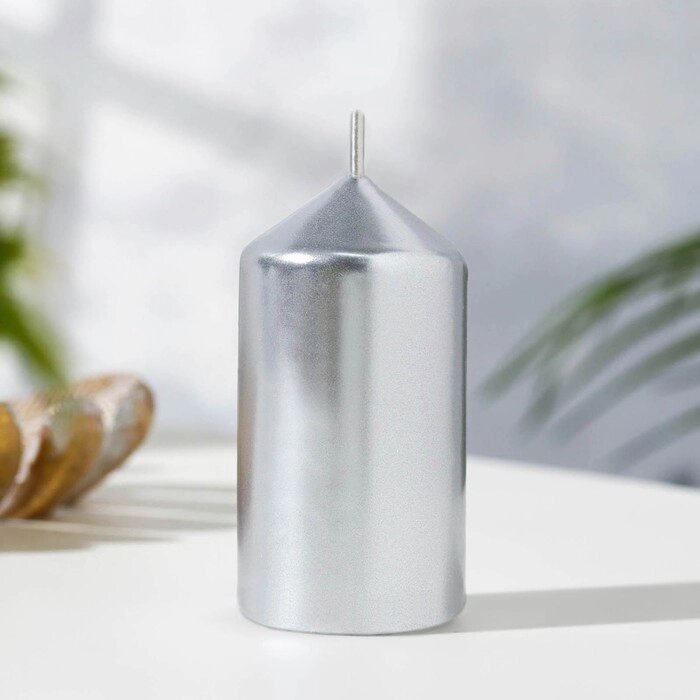 Набор свечей "Столбик", 4 штуки, серебряный 7х3,8см от компании Интернет - магазин Flap - фото 1