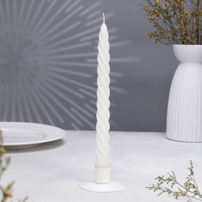 Набор свечей витых,  2,3х 24,5 см, 12 штук, белый от компании Интернет - магазин Flap - фото 1