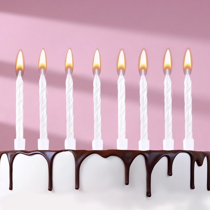 Набор свечи в торт "Спираль", 200шт, 5 см, жемчужный от компании Интернет - магазин Flap - фото 1
