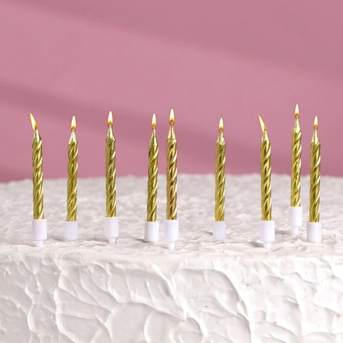 Набор свечи в торт "Спираль", 200шт, 5 см, золотой металлик от компании Интернет - магазин Flap - фото 1