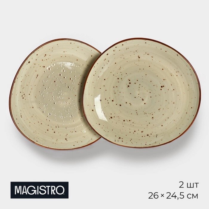 Набор тарелок фарфоровых обеденных Magistro Mediterana, 2 предмета: 2624,5 см, цвет бежевый от компании Интернет - магазин Flap - фото 1