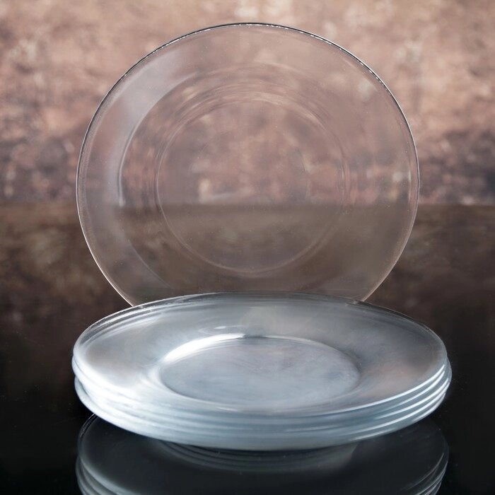 Набор тарелок стеклянный Invitation, d=19,5 см, 6 шт, цвет прозрачный от компании Интернет - магазин Flap - фото 1