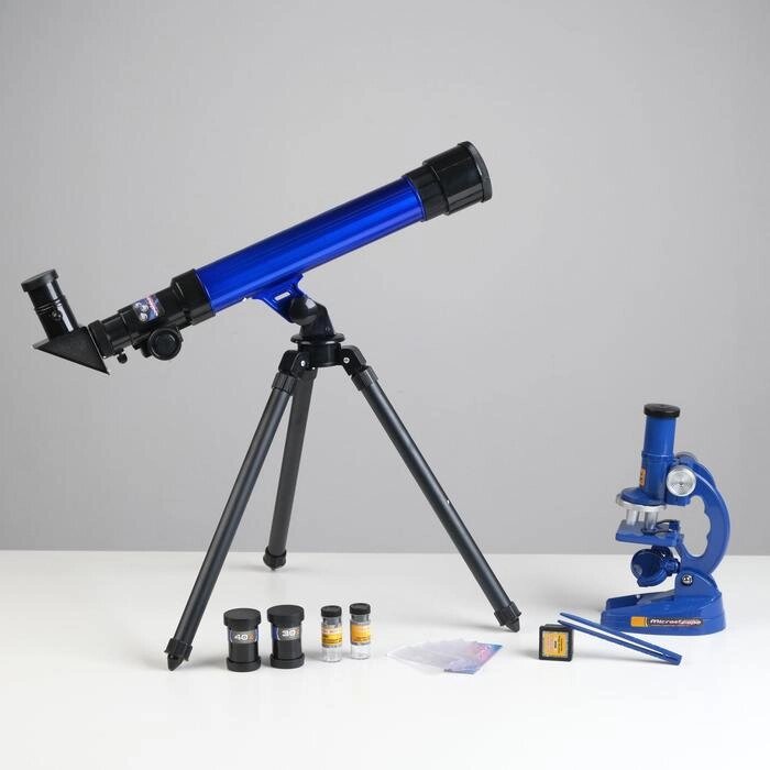 Набор: телескоп настольный, три линзы: х20, 30, 40 + микроскоп, увеличение х300, 600, 1200 от компании Интернет - магазин Flap - фото 1