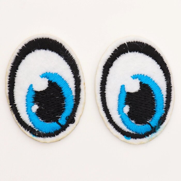 Набор термонаклеек «Глаза»: правый и левый, 2,7  2 см, овальный, цвет голубой, 100 шт. от компании Интернет - магазин Flap - фото 1