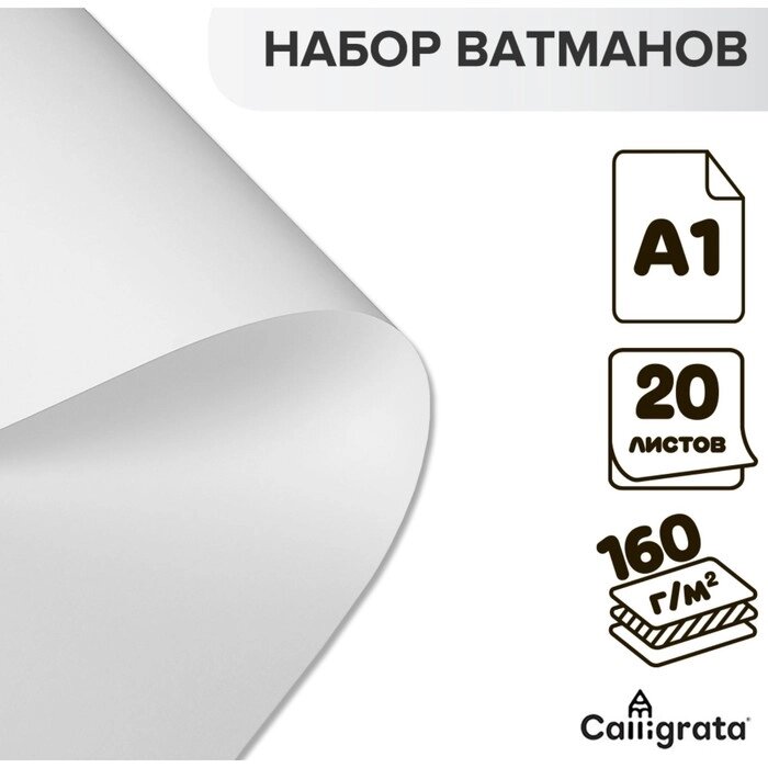 Набор ватманов чертёжных А1, 160г/м2, 20 листов от компании Интернет - магазин Flap - фото 1