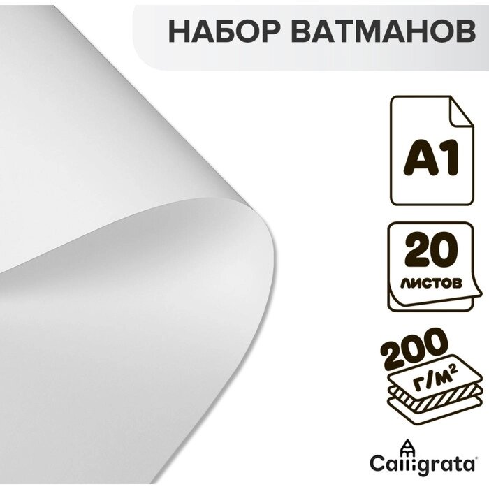 Набор ватманов чертёжных А1, 200 г/м², 20 листов от компании Интернет - магазин Flap - фото 1