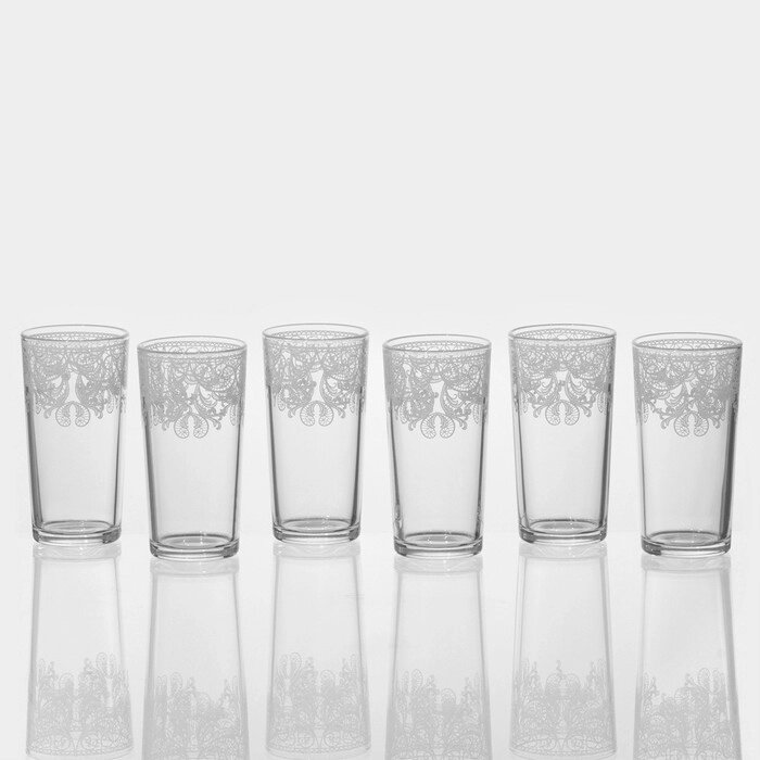 Набор высоких стаканов для коктейля «Кружево», 6 шт от компании Интернет - магазин Flap - фото 1