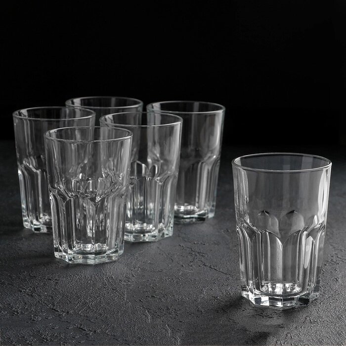 Набор высоких стеклянных стаканов New America, 350 мл, 6 шт от компании Интернет - магазин Flap - фото 1