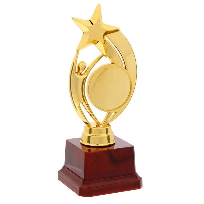 Наградная фигура под нанесение «Человек со звездой», золото, подставка пластик красная, 7 х 6,5 х 17 см; от компании Интернет - магазин Flap - фото 1