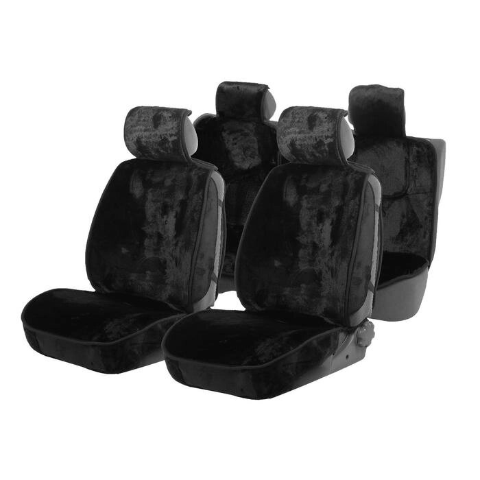 Накидки на сиденья Cartage, искусственный мех, чёрный, набор 6 шт от компании Интернет - магазин Flap - фото 1