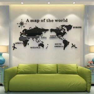 Наклейки интерьерные "Карта мира", зеркальные, декор на стену, панно 105 х 230 см