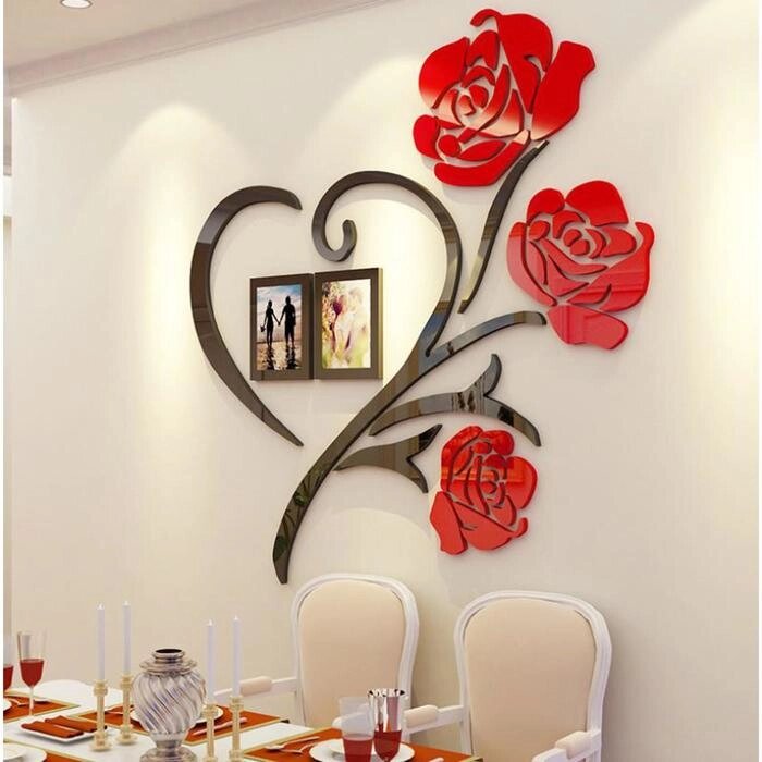 Наклейки интерьерные с фоторамками "Розы", декор на стену, панно 100 х 100 см от компании Интернет - магазин Flap - фото 1