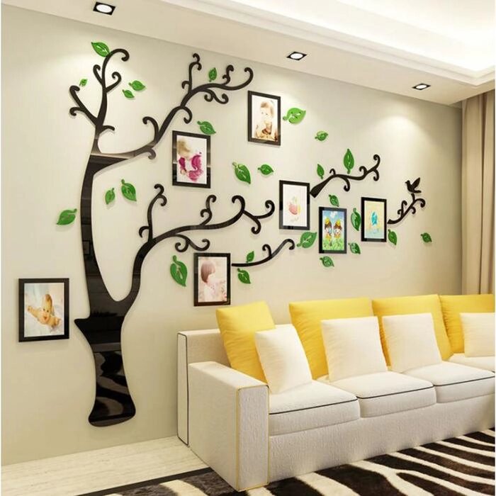 Наклейки интерьерные с фоторамками "Семейное дерево", декор на стену, панно 150 х 210 см от компании Интернет - магазин Flap - фото 1