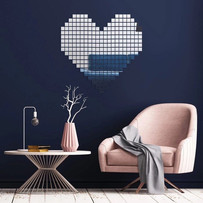 Наклейки интерьерные "Сердечки", зеркальные, декор на стену, 261 эл, размер эл 2 х 2 см от компании Интернет - магазин Flap - фото 1
