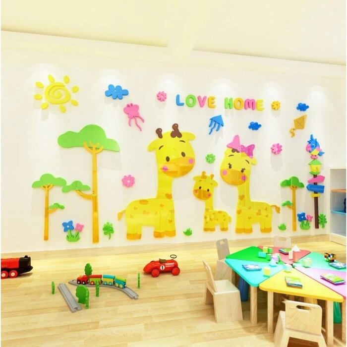 Наклейки интерьерные "Жирафы", детские, декор на стену, панно 150 х 75 см от компании Интернет - магазин Flap - фото 1
