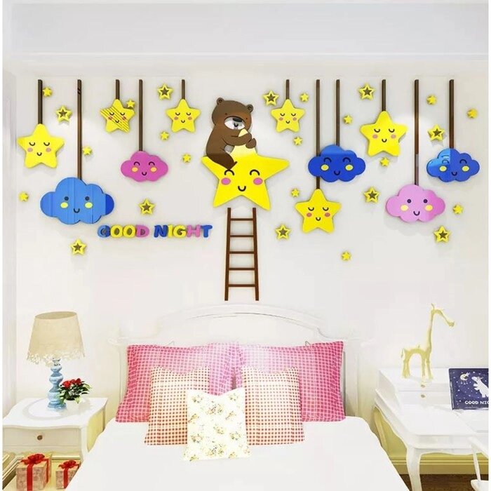 Наклейки интерьерные "Звезды", детские, декор на стену, панно 120 х 57 см от компании Интернет - магазин Flap - фото 1