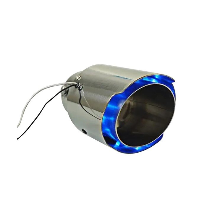 Насадка на глушитель, посадочный 63 мм, 12V, синяя подсветка, провод 15 см от компании Интернет - магазин Flap - фото 1