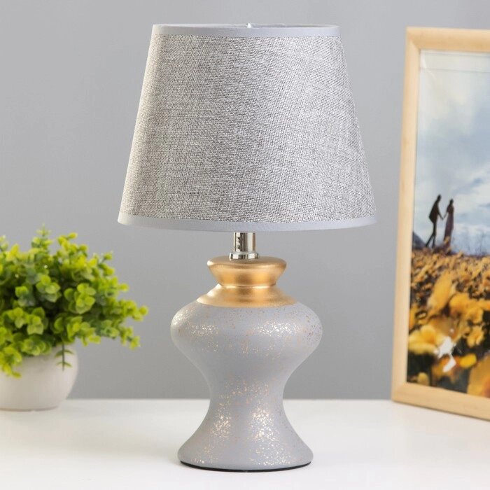 Настольная лампа "Алейна" E14 40Вт серый-золото 23х23х35 см RISALUX от компании Интернет - магазин Flap - фото 1