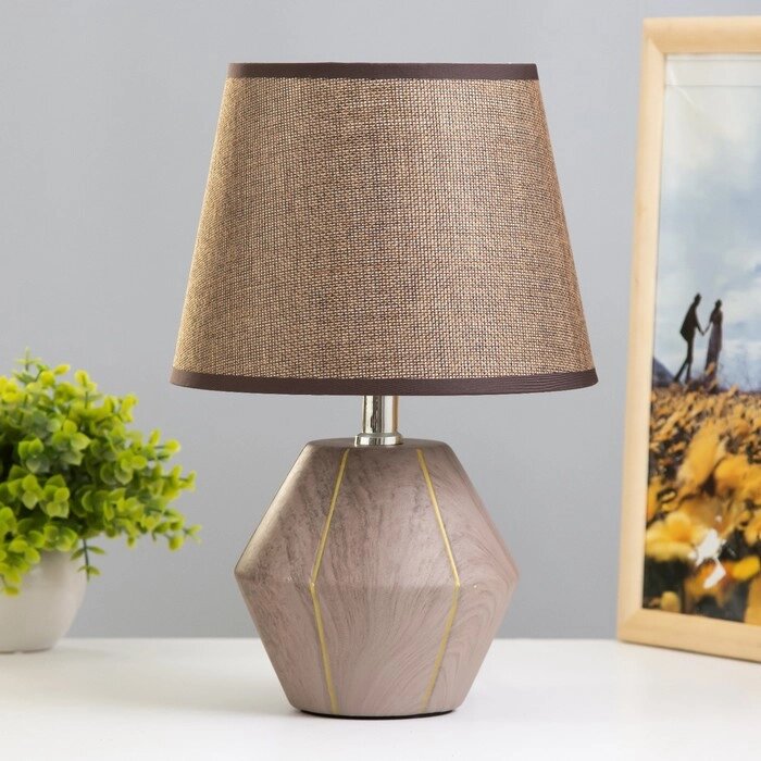 Настольная лампа "Амандин" E14 40Вт коричневый-золото 23х23х35 см RISALUX от компании Интернет - магазин Flap - фото 1