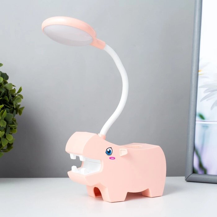 Настольная лампа "Бегемотик" LED USB АКБ розовый 7,5х13х29 см RISALUX от компании Интернет - магазин Flap - фото 1