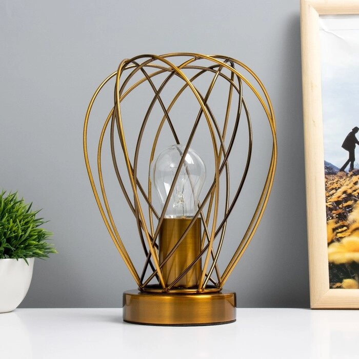 Настольная лампа "Бигли" Е27 40Вт золото 18х18х20см RISALUX от компании Интернет - магазин Flap - фото 1