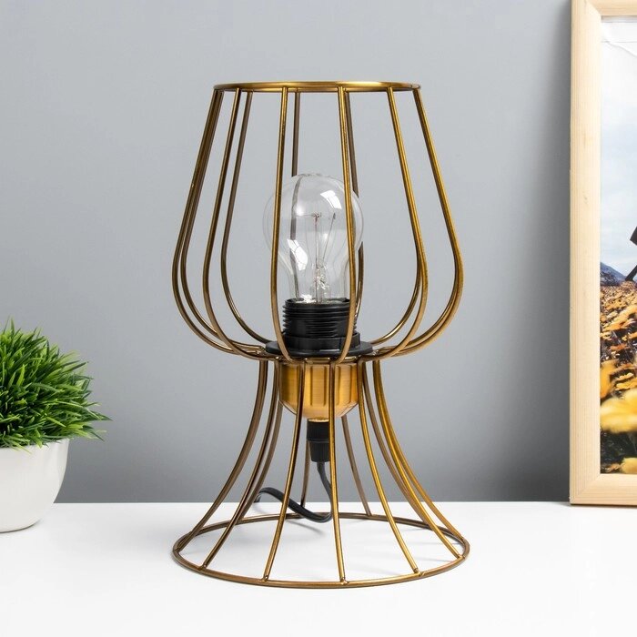 Настольная лампа "Фрейя" Е27 40Вт золото 16х16х23см RISALUX от компании Интернет - магазин Flap - фото 1
