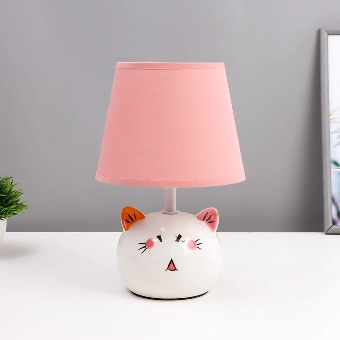 Настольная лампа "Киса" Е14 40Вт бело-розовый 17х17х27 см RISALUX от компании Интернет - магазин Flap - фото 1