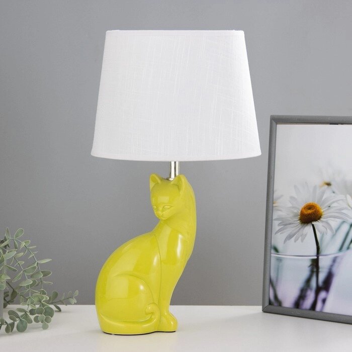 Настольная лампа "Кошечка" Е27 40Вт бело-фисташковый 25х25х46 см RISALUX от компании Интернет - магазин Flap - фото 1