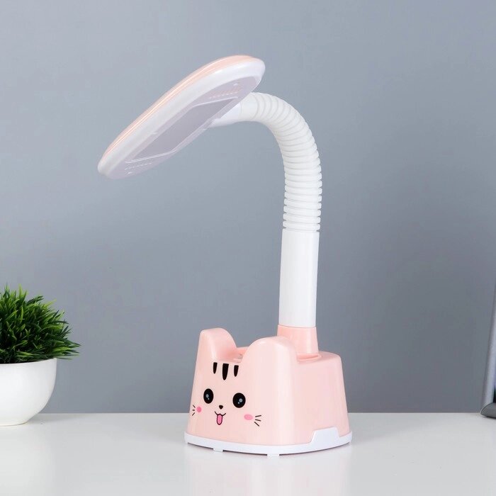 Настольная лампа "Котёнок" LED 3Вт нежно-розовый 11х26х43 см RISALUX от компании Интернет - магазин Flap - фото 1