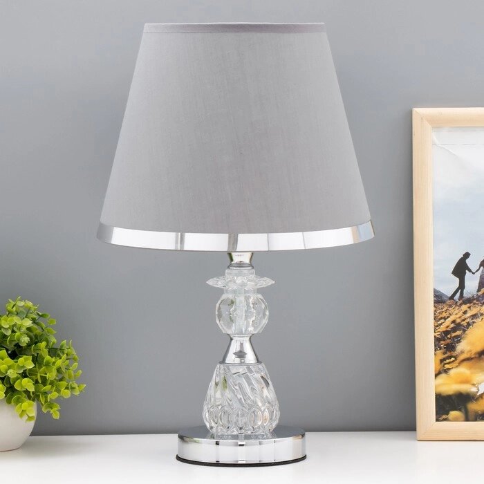 Настольная лампа "Латея" Е27 40Вт серо-хромовый 25х24х41 см от компании Интернет - магазин Flap - фото 1