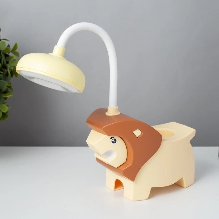 Настольная лампа "Львёнок" LED USB АКБ желто-шоколадный 7,5х13х29 см RISALUX от компании Интернет - магазин Flap - фото 1