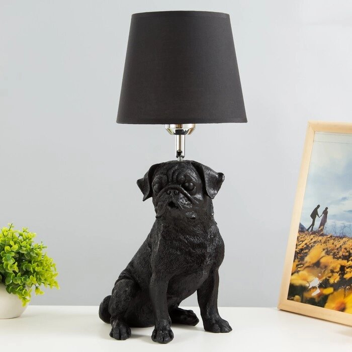 Настольная лампа "Мопс" Е27 40Вт черный 20х21х59см RISALUX от компании Интернет - магазин Flap - фото 1
