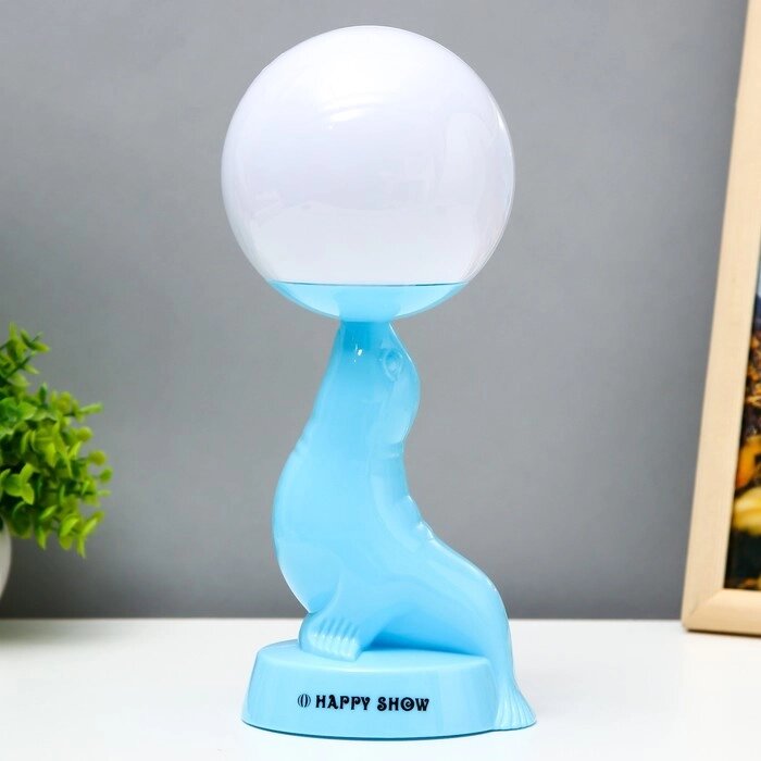 Настольная лампа "Морской котик" LED 3Вт 3АА 3000К голубой 10х11х26 см RISALUX от компании Интернет - магазин Flap - фото 1